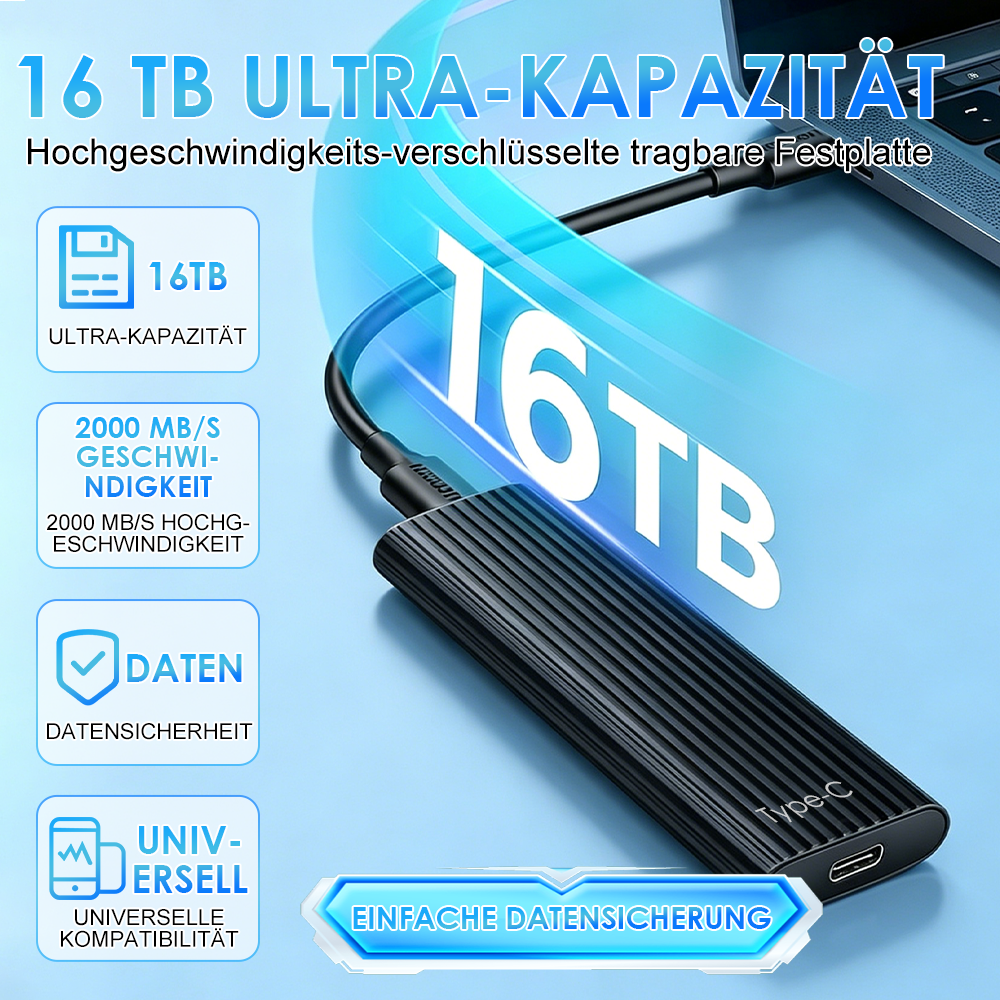 🏆Blitzverkauf⚡ Über 50.000 verkauft! Fast ausverkauft – 🔥16TB tragbare Mini-SSD mit großer Kapazität und Type-C🍇