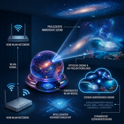 🔮 Nachtlicht-Projektor – intelligenter holografischer Sternenprojektor