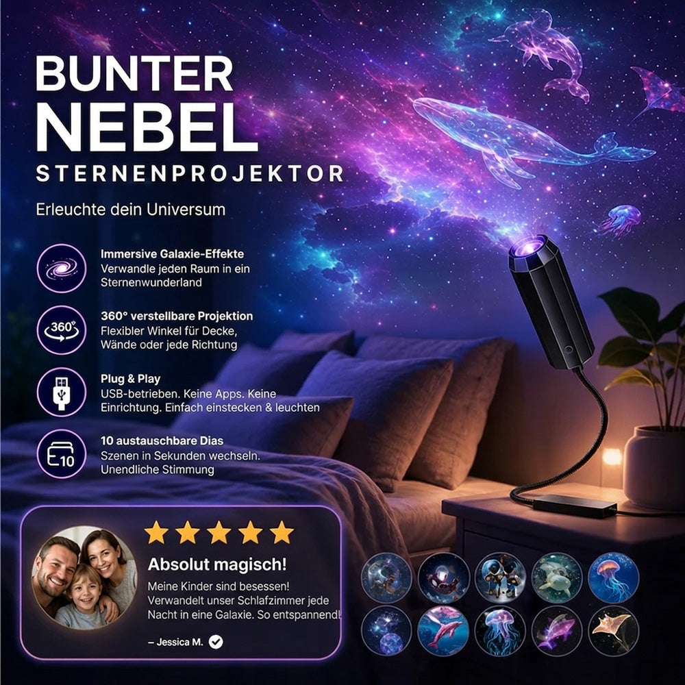 💡 BVJ® Plug-and-Play HD-Galaxie- & Ozean-Projektor-Nachtlicht 🥳 Über 50.000 zufriedene Nutzer
